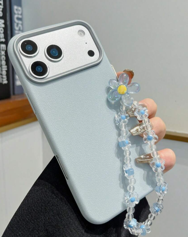 iPhone 17 Pro Max Case Light Blue Phone Cases Cute Women Girly Trendy Soft Protective Cover With Cute Lanyard