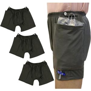 Incontinence Care Trousers, Catheter Leg Bag Shorts with Urine Bag Pockets for Men/women, Ostomy Drainage Bag Underwear for Elderly(Men-L)