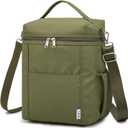 NOL Natural Organic Lifestyle Insulated Lunch Bags for Women Cooler Bag Lightweight Nylon Waterproof Lunch Box For Work (Amy Green, Large)