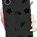 2 x Toycamp for iPhone 16 Pro Max Case - Women Girls Cute Strawberry Black Frosted Slim Fit Design Soft TPU Shockproof Protective Girly Pretty Phone Cover for iPhone 16 Plus Phone Case