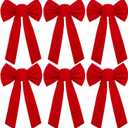 URATOT 6 Pack Red Velvet Christmas Bows Christmas Wreaths Decoration Bows Holiday Twist Tie Bow, 9 x 16 inches