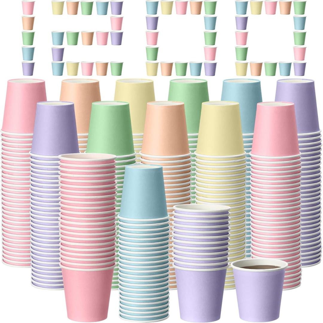 Jingmore 1200 Pack 2 oz Disposable Paper Cups Small Paper Coffee Drink Cups for Candy, Biscuits, Bathroom Use, Parties, Picnics, and Travel(Macaron Colors)