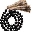 Boho Wood Decorative Beads & Tassel Garland Black