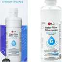 LG LT1000P - 6 Month / 200 Gallon Capacity Replacement Refrigerator Water Filter (NSF42, NSF53, and NSF401) ADQ74793501, ADQ75795105, AGF80300704, or AGF80300705 White