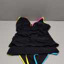 RXRXCOCO Women Tankini Swimsuits Bathing Suits Tummy Control Colorblock V Neck Ruched High Waisted Swimwear (Medium, Black)