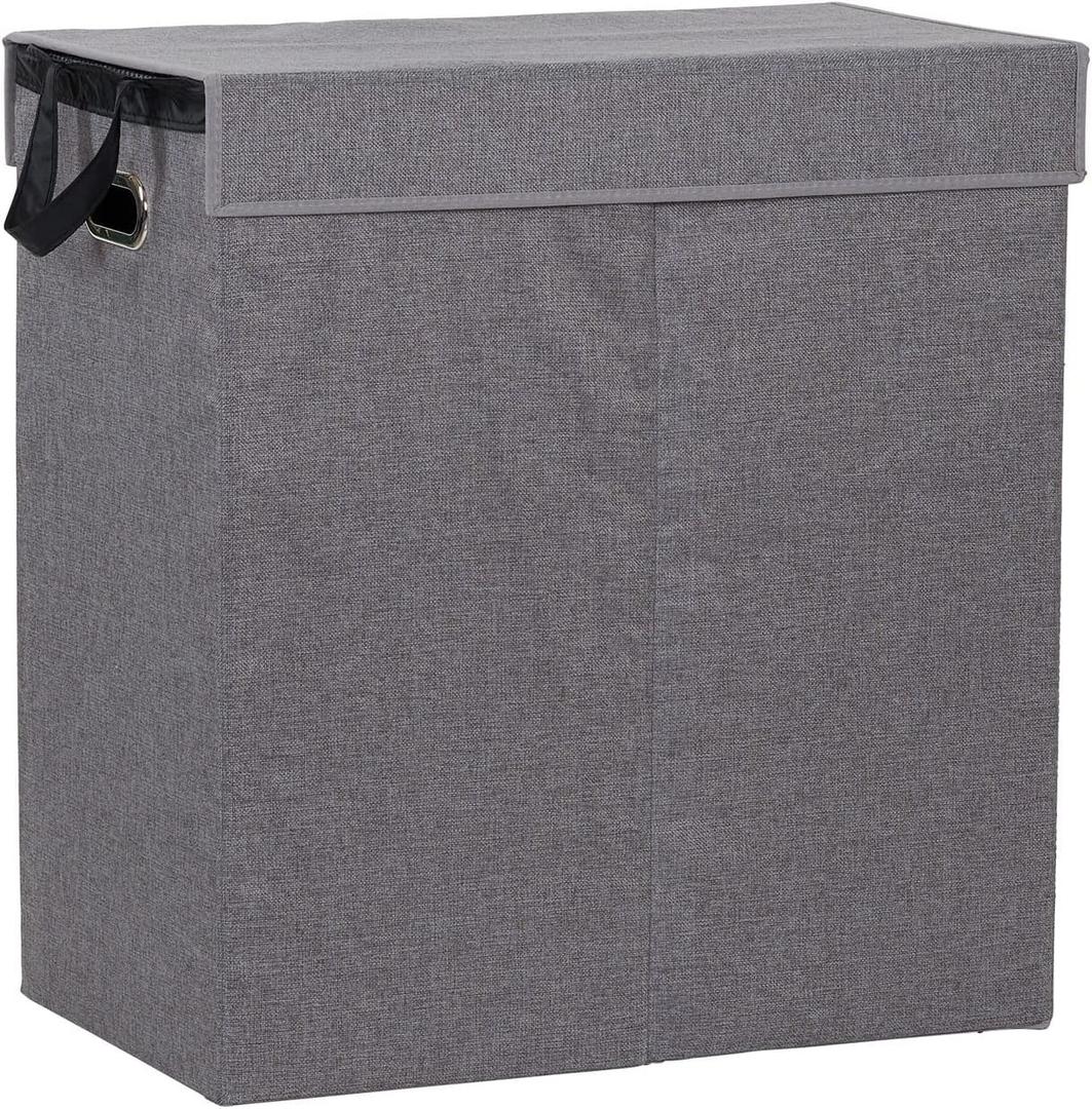 Household Essentials Collapsible Laundry Sorter with Lid, Gray, Double