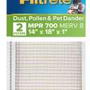 Filtrete 14x18x1 AC Furnace Air Filter, MPR 700, MERV 8, Tough on Pollen, Easy on Airflow, 3-Month Pleated 1-Inch Electrostatic Air Cleaning Filter, 2-Pack (Actual Size 13.81 x 17.81 x 0.81 in)