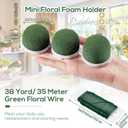 Tessco 24 Pcs Mini Floral Foam Holder Round Floral Foam with Green Arrangement Wire Arrangement Supplies for Table Wedding Wine Bottle Decor