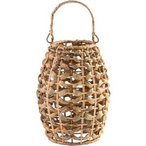 Signature Design by Ashley Etta Bohemian Woven Rattan 13.25" Lantern, Light Brown