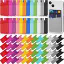 Fulmoon 72 Pcs Phone Card Holder for Back Silicone Adhesive Wallet Case Pouch 2 Pocket Wallet Stick on Cell Phone Sleeve for Most Smartphones ID Business Credit Cards, 12 Colors