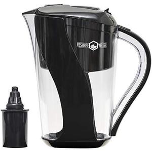 10- Cup Pitcher with 6-Stage Filter. Removes Fluoride, Chlorine, Lead, and Other Volatile Organic Compounds. Increases PH. Improves Taste. Replacement Filters Cost 25% to 33% Less.