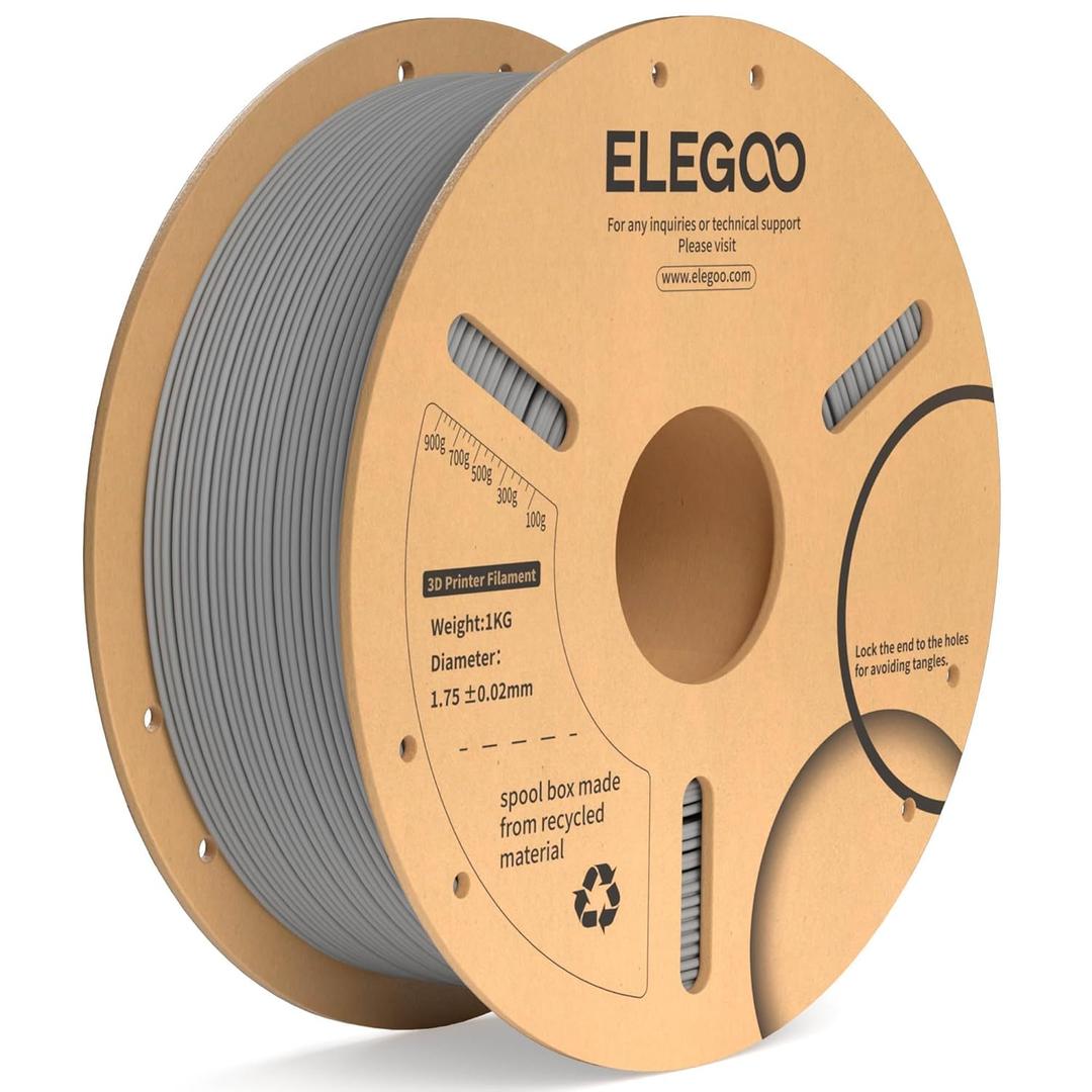 ELEGOO PLA Plus Filament 1.75mm Gray 1KG, PLA+ Tougher and Stronger 3D Printer Filament Dimensional Accuracy +/- 0.02mm, 1kg Spool(2.2lbs) Fits for Most FDM 3D Printers