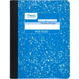 5 Mead Composition Book, Wide Ruled, 100 sheets, 93/4" x 71/2", Assorted Colors