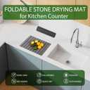 Oxydrily Stone Dish Drying Mat for Kitchen Counter,Large Dark Gray Foldable Diatomaceous Earth Dish Drying Mat,Quick-Dry Absorbent Bath & Countertop Stone Dishes Mats for Dishes Bottles Cups 23"x15.3"