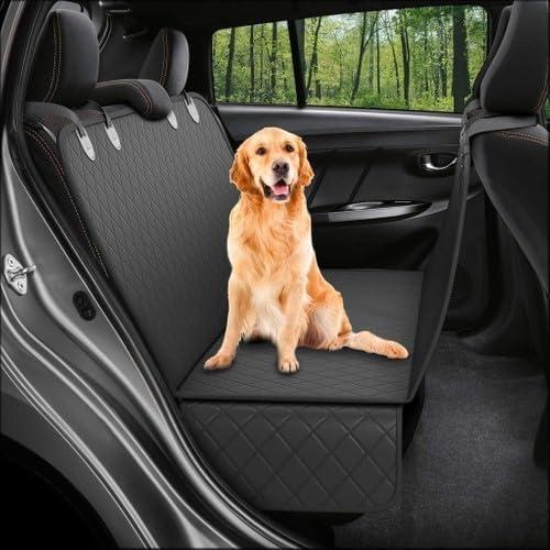 Active Pets Dog Car Seat Cover for Back Seat, Waterproof Pet Hammock Protector, Durable Nonslip Seat Protection SUV Truck, Standard 53"x56", Black