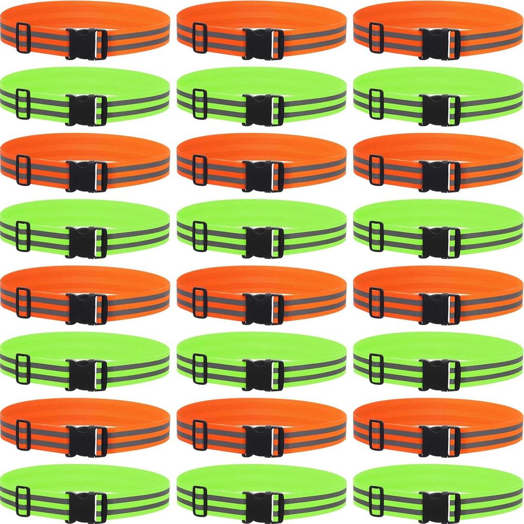 Suhine 24 Pcs Reflective Belt Army PT Belt Elastic Adjustable Reflective Sash Reflective Running Gear Glow Belt for Running Cycling Walking Marathon Military