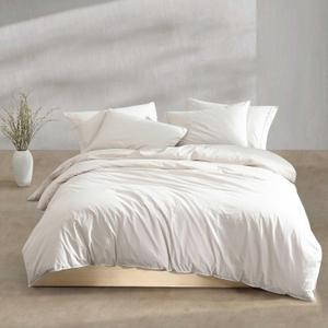 Calvin Klein - King Comforter Set, Modern Cotton Washed Percale Bedding with Matching Shams, Oeko-Tex Certified (Washed Percale Light Beige, King)