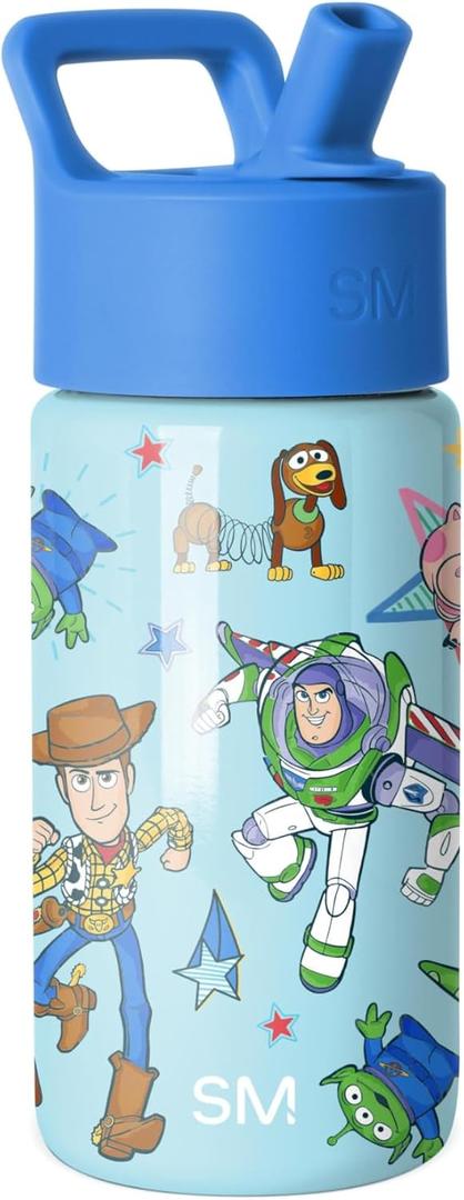 Simple Modern Kids Summit Water Bottle with Straw Lid | Disney Toy Story 14oz Stainless Steel Cup Insulated Tumbler for Boys, Girls, School | Buzz and Woody Adventures