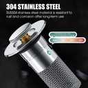 3 x Bathroom Sink Drain Stopper for US Universal Replacement,Pop Up Drain for Bathroom Sink with Stainless Steel Filter Basket Hair Catcher, Sink Drain Strainer for 1.34-1.45 Inch