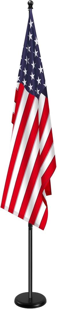 SENZHIYI Indoor Telescoping Flag Pole with Base 6FT-8FT,Aluminum Commercial Indoor Flagpole with Black Ball Top Finial,Heavy Duty Indoor Flag Pole Kit for Office School City Hall