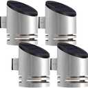 Dynaming 4 Pack Solar Wall Lights, Stainless Steel Cover Outdoor Wall Sconce Lights, Cordless LED Lights Auto On/Off Mounted Fence Deck Light, Waterproof for Garage Stair Patio Porch Barn Yard