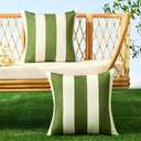 Allorry Outdoor Pillow Covers 18x18 Set of 2 Olive Green Striped Decoration Throw Pillow Covers for Spring Summer Outdoor Waterproof Garden Patio Furniture Sofa Bed Home Decor JB007-B18