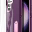 AICase for Samsung Galaxy S23 Plus Case Built-in Kickstand with Glass Screen Protector,Heavy Duty Drop Protection Full Body Rugged Shockproof Military Protective Tough Durable S23+Plus 6.6"_4 (Burgundy/Light Coral+Glass Protector/Camera Lens)