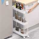 SPACELEAD Slim Storage Cart 3 Tier,Bathroom Organizer Rolling Utility, Mobile Shelving Unit Slide Out for Office, Kitchen, Laundry Room & Narrow Places,White