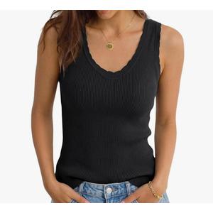EasyGala Womens Ribbed Knit Scoop Neck Tank Tops Sleeveless Slim Fit Sweater Vests Casual Trendy Clothes Summer 2026.Size( S)