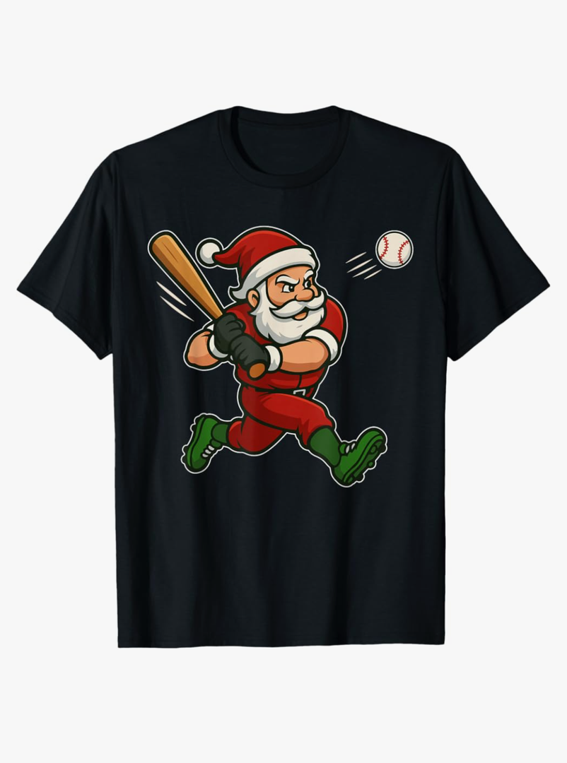 Funny Christmas Santa Baseball Pajamas Xmas Men Boys Kids T-Shirt, M