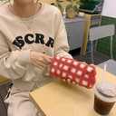 2 x Pencil Case Pen Case Office College School Storage Bag Pouch Holder Box Organizer Makeup Pouch Cosmetic Bag Aesthetic Cute Pencil Case for Girls Boys Kids (Red)