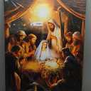 Nativity Scene Wall Art Canvas Pictures for Christmas Jesus Print Artwork Painting for Home Dcor (15"L x 12"W)