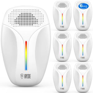 2024 Upgraded Ultrasonic Repeller & Insect Indoor Repeller,Ultrasonic and Repellent for Roach,Rodent,Mouse,Bugs,Mosquito,Mice,Spider,Ant,3 Mode Switching,6 Packs (White)