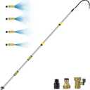 Buyplus 18FT Reach Telescopic Gutter Cleaning Tools from the Ground, Long Reach Gutter Cleaner Wand with Hose Attachment, Rain Gutter Cleaner Tool with Extension Pole for 2nd Story House, 10FT