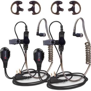 Acoustic Tube Earpiece with Mic for Motorola Walkie Talkies, Surveillance Headset and PTT Compatible with Motorola 2 Way Radios BPR40/CP/CLS/DTR/PR/RDU/RMU Series (Black)