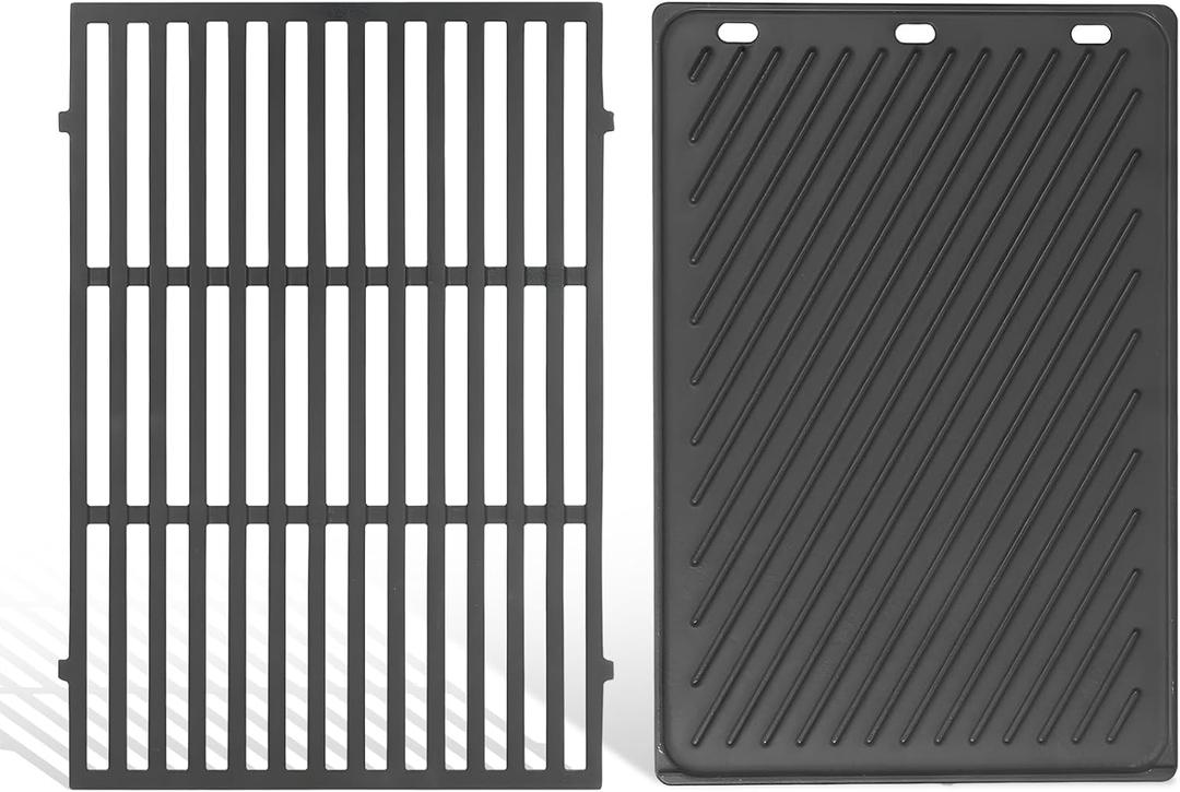 66095 Griddle & Cooking Grates Kits for Weber Genesis II E-315 E-335 E-310 S-335 E-330 E-325 S-310 CE-330 Gas Grills, Heavy Duty Cast Iron Grill Replacement Parts for Weber Genesis ii 300 Series