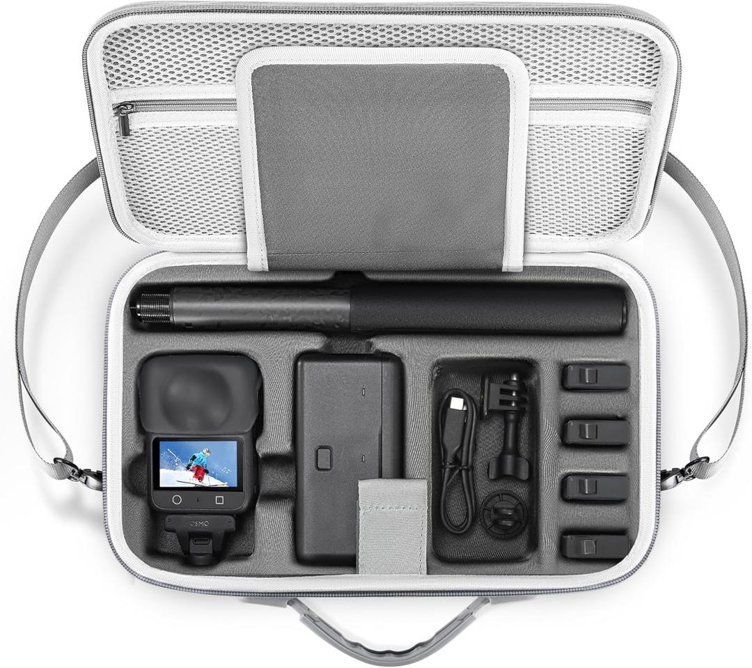 STARTRC PHOTO Osmo 360 Case, Travel Carrying Case with Customized Partitions for DJI Osmo 360 Accessories, Portable PU Leather Bag with Shoulder Strap and Carry Handle