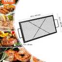 VEVOR X-Marks Fire Pit Grill Grate, Rectangle Cooking Grate, Heavy Duty Steel Campfire BBQ Grill Grid with Handle & Support X Wire, Portable Camping Cookware for Outside Party Gathering, 32 Inch Black