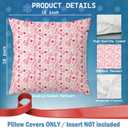 Pink Christmas Botanical Pillow Covers 18x18, Preppy Christmas Decor, Holiday Xmas Ball Ferns Pine Leaf Decorative Throw Pillow Covers for Couch Sofa Bedroom Living Room Home