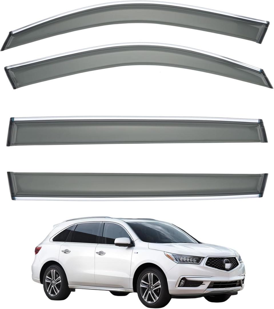 Yakitoko Window Visors Vent Sun Shade Rain Guards for Acura MDX 2014-2020 Chrome Trim 4PCS