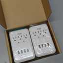 KMC 3-Outlet Wall Mount Surge Protector, 900 Joules, 4 USB 4.8 AMP USB Charging Ports, Phone Holder Cradle for Home, School or Office, ETL Certified (2 Pack)