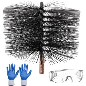 6 Inch Chimney Cleaning Brush Kit with Standard 1/4" NPT End Fitting, Pletpet Chimney Cleaning Sweep for Drill Kit with Goggles and Gloves for Cleaning Chimney Hearth Fireplace