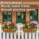 4 Pcs 24 Railing Planter Window Box Deck Railing Planter Boxes with Coco Liner English Horse Trough Planter Metal Wall-Mounted Planters Basket for Outdoor Balcony Porch Fence Patio Rail