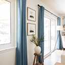 100% Blackout Shield Linen Blackout Curtains for Bedroom 84 Inches Long, Back Tab/Rod Pocket Living Room Drapes, Thermal Insulated Blackout Curtains 2 Panels Set, 50" W x 84" L, Stone Blue