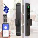 Sliding Door Smart Lock, Sliding Glass Door Lock with Fingerprint, Smart Mortise Lock with APP IC Card Code Keys, Patio Door Double Hook 2885 Mortise Lock Set with Handle