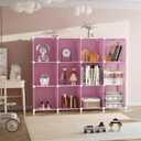 AWTATOS Cube Storage Organizer Protable Closet Organizers and Storage for Kids DIY Stackable 12 Cube Storage Shelves Clothes Organizer for Bedroom, Home, Pink