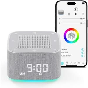 White Noise Sound Machine for Babies & Adults with 32 Soothing Sounds & 8 Calming Lights, Sleep Sound Machine with Alarm Clock, Press Buttons & App Control for Home, Office and Travel