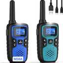 Wishouse Walkie Talkies for Kids Adults - Long Range Rechargeable 2 Way Radios,Gift,Hiking Accessories Camping Gear with Lamp,SOS Siren,NOAA Weather Alert,VOX,Easy to Use Blue Green 2 Pack