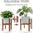 Natural Bamboo Plant Stand Indoor, Adjustable Plant Shelf Indoor Fits 8-12 Inch Pots, Mid Century Modern Decor to Refresh Your Space(Pot & Plant Not Included)