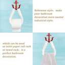 2Pcs White Nautical Rope Toilet Paper Holder Wall-Mounted Towel Ring Nautical Toilet Paper Holder with Metal Hooks Coastal Towel Rack Natural Antique Rope(Red+Red)